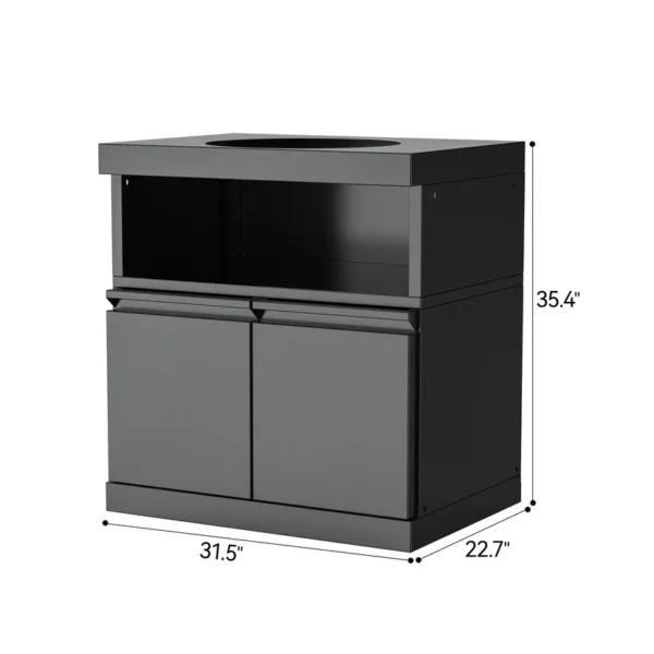 Double-Door Storage Cabinet with Kamado Grill Station Module Double-Door Storage Cabinet with Kamado Grill Station Module