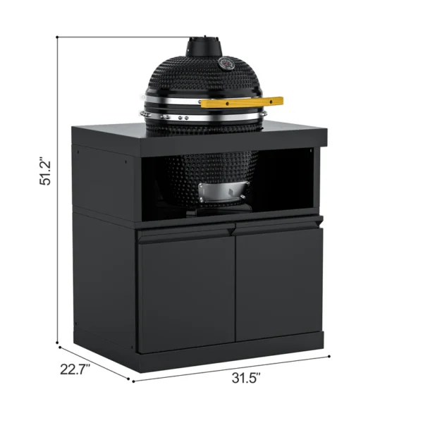 Double-Door Storage Cabinet with Kamado Grill Station Module Double-Door Storage Cabinet with Kamado Grill Station Module